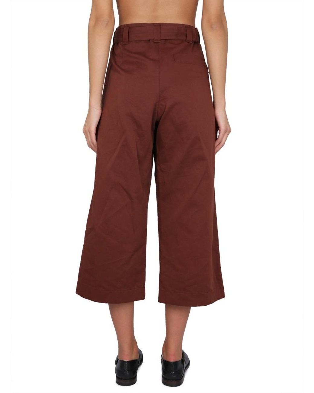 Lemaire Brown Cropped Belted Pants