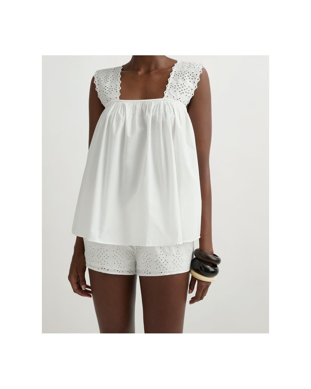 Posse White Harriet Broderie Strap Top
