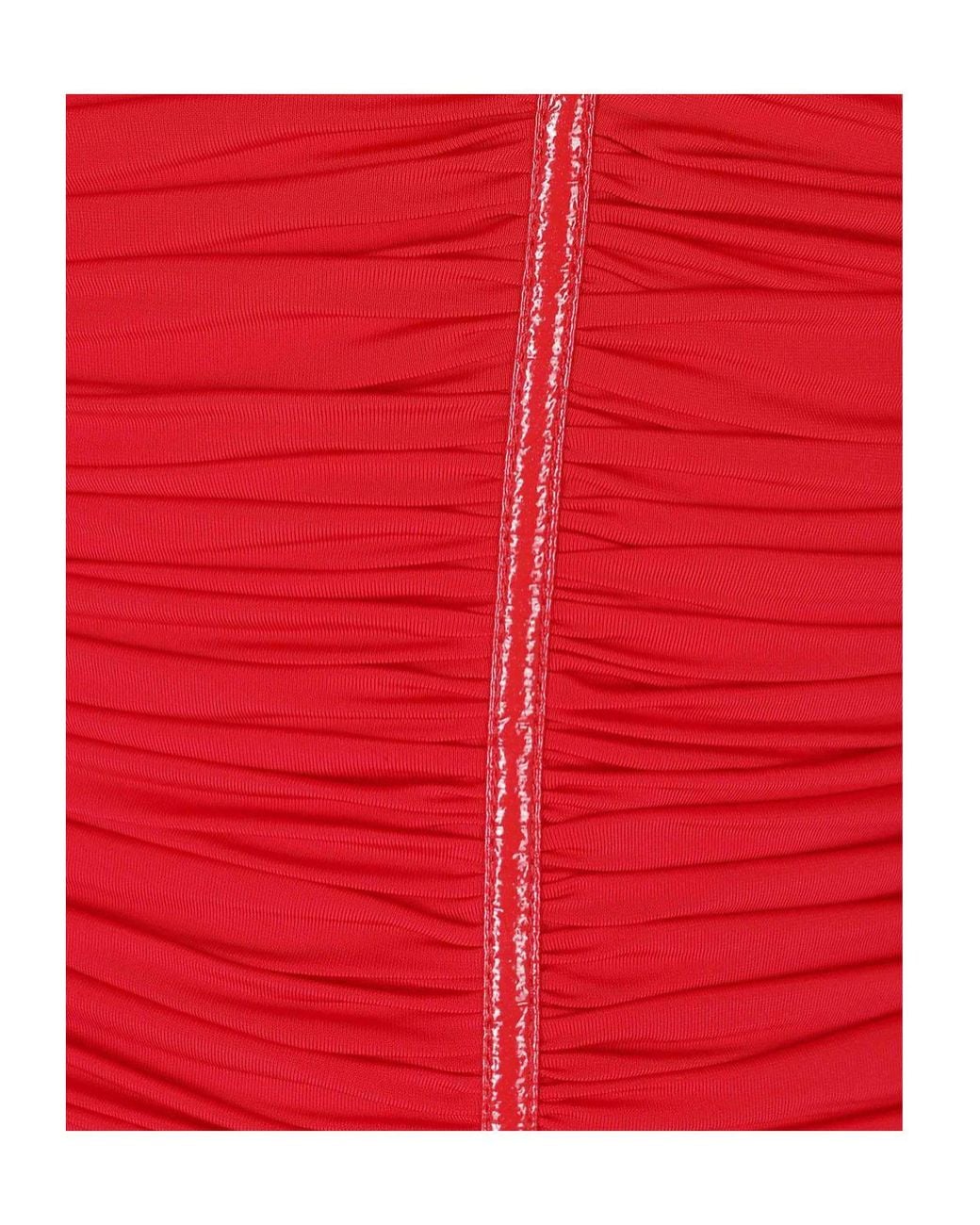 Elisabetta Franchi Red Ruched Zip Bodysuit
