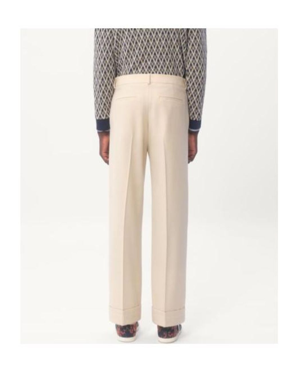 Valentino Natural Turn-Up Hem Wide Leg Trousers for men