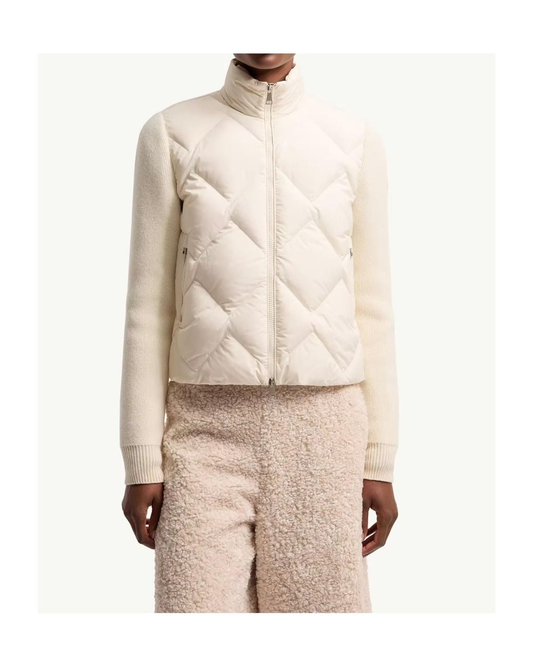 Moncler Natural Zip-Up Padded Cardigan