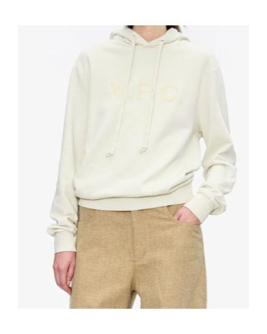 A.P.C. White Drawstring Hooded Sweatshirt for men