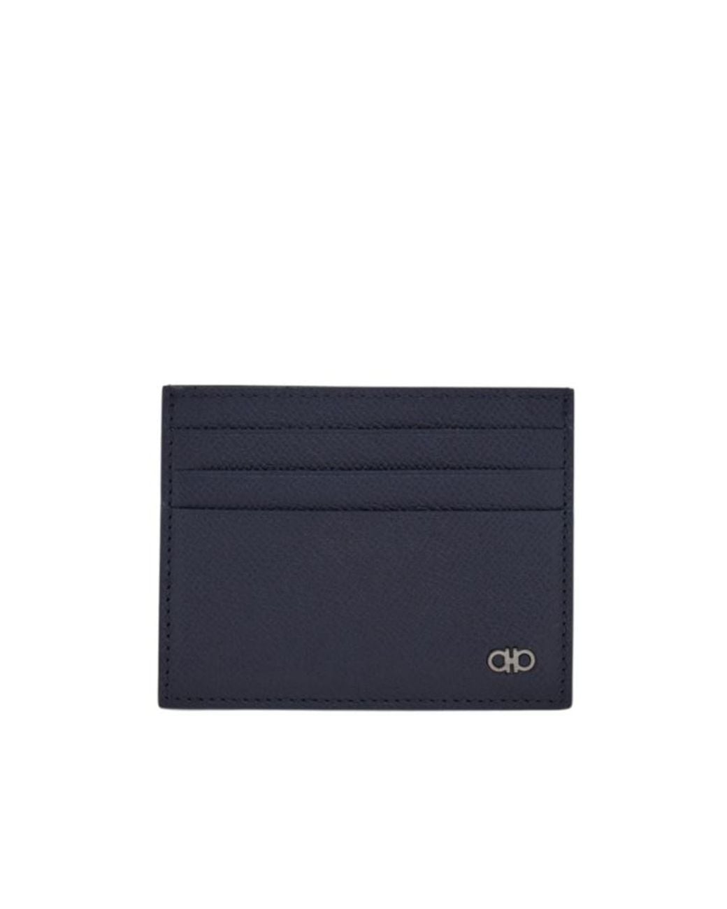 Ferragamo Blue Gancini Credit Card Holder for men