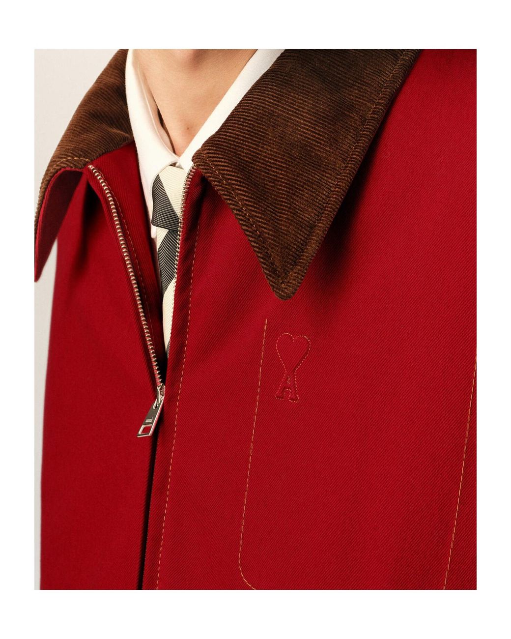 AMI Red Ami Ami De Coeur Zipped Jacket for men