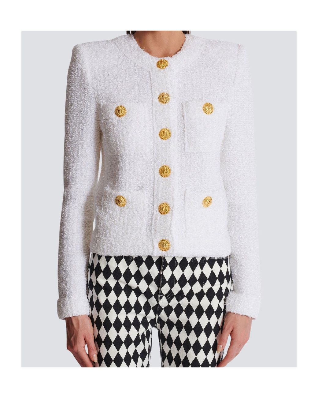 Balmain White Tweed Jackets