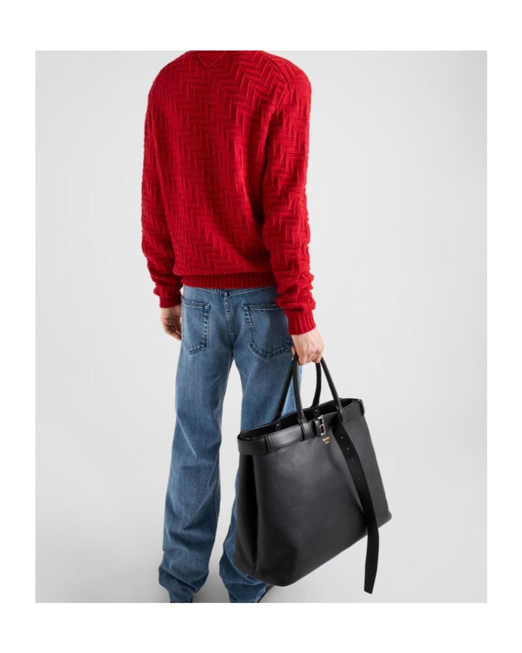 Prada Blue Logo Patch Straight Leg Jeans for men