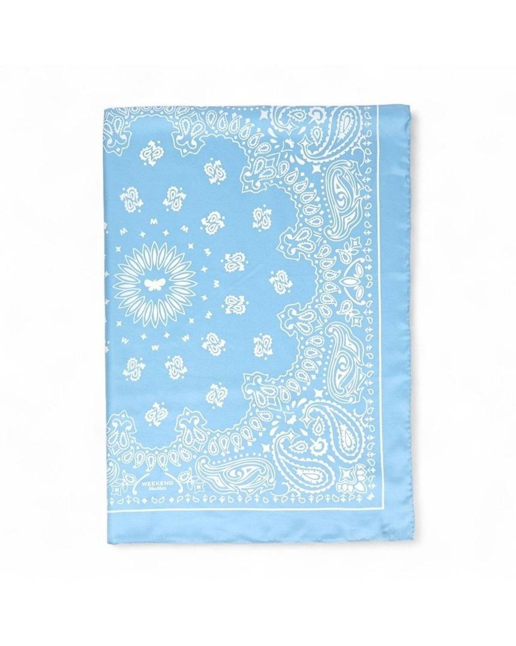 Weekend by Maxmara Blue Patterned Silk Scarf
