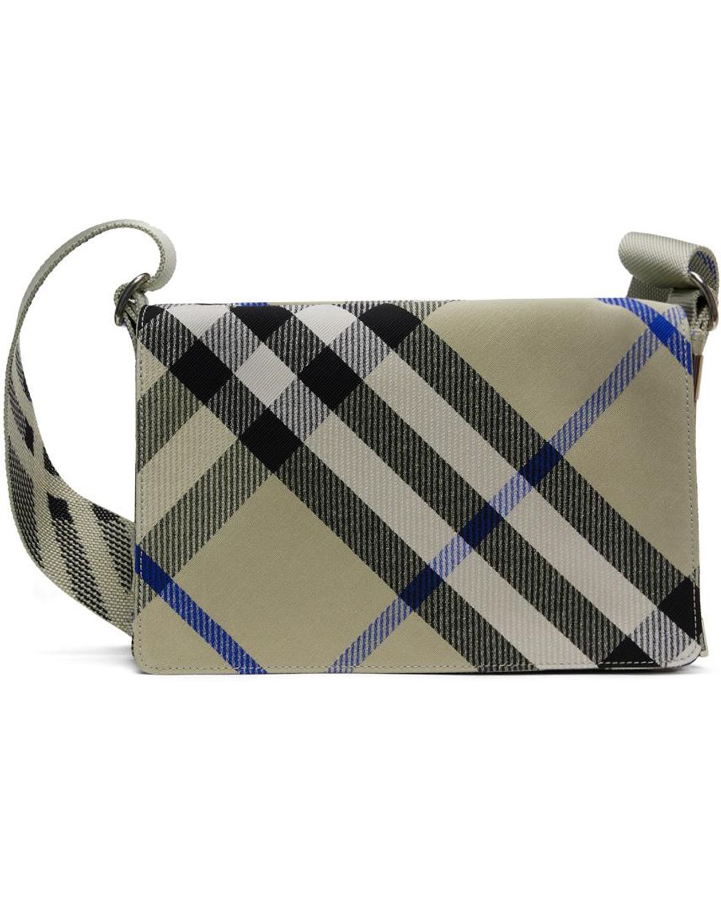 Burberry Green Trench Checked Foldover-Top Crossbody Bag for men