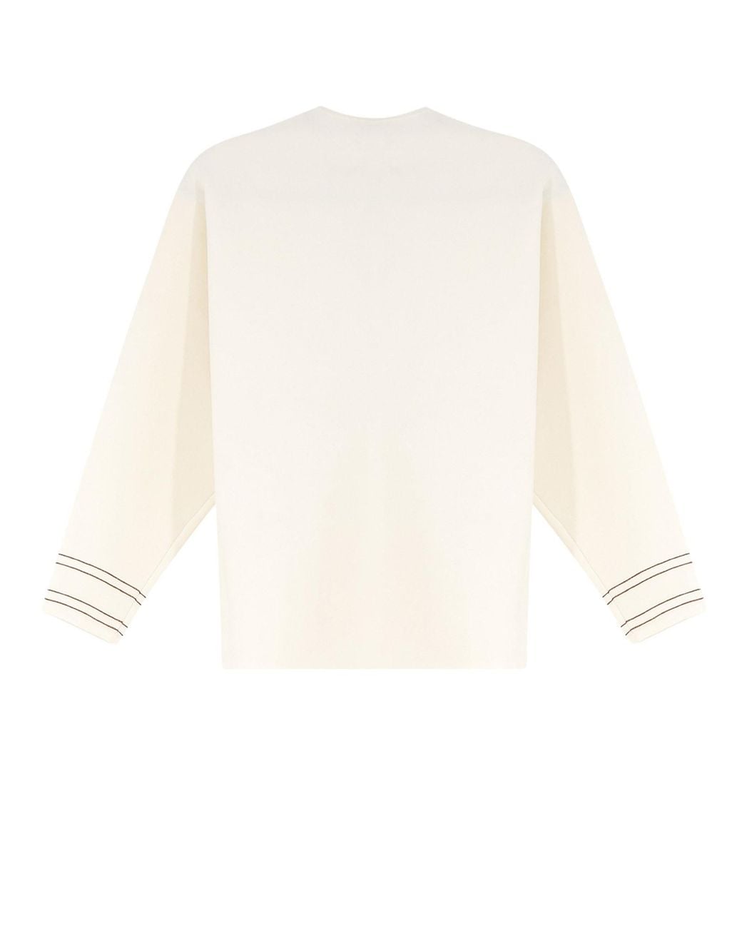 Max Mara White Contrast Cuff V-Neck Sweater