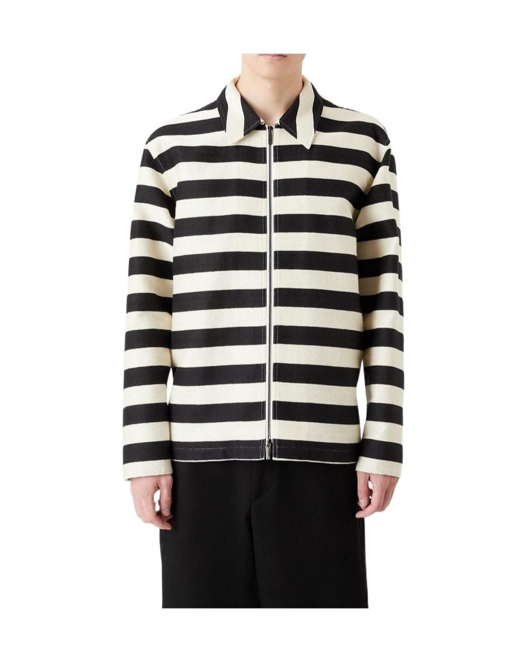 Emporio Armani Blue Collared Zip-Front Overshirt for men
