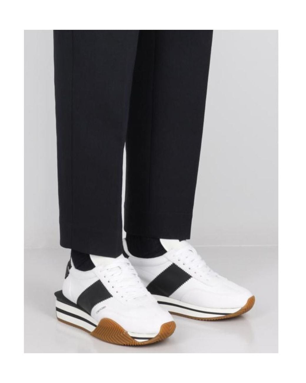 Tom Ford White James Panelled Leather Low-Top Trainers for men