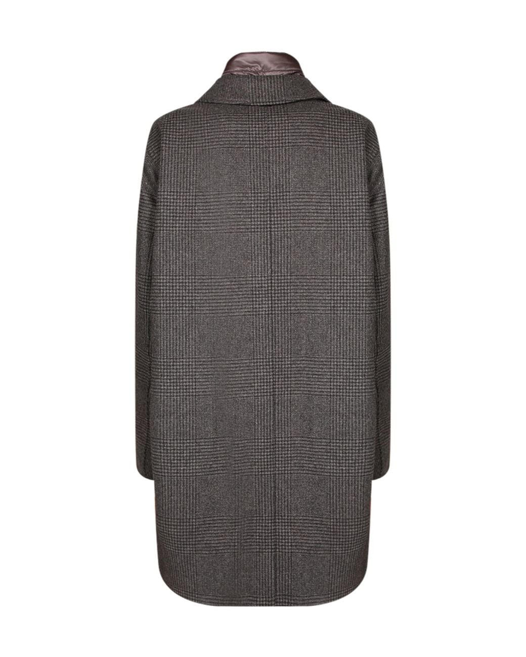 Herno Gray Check-Pattern Padded-Bib Coat for men