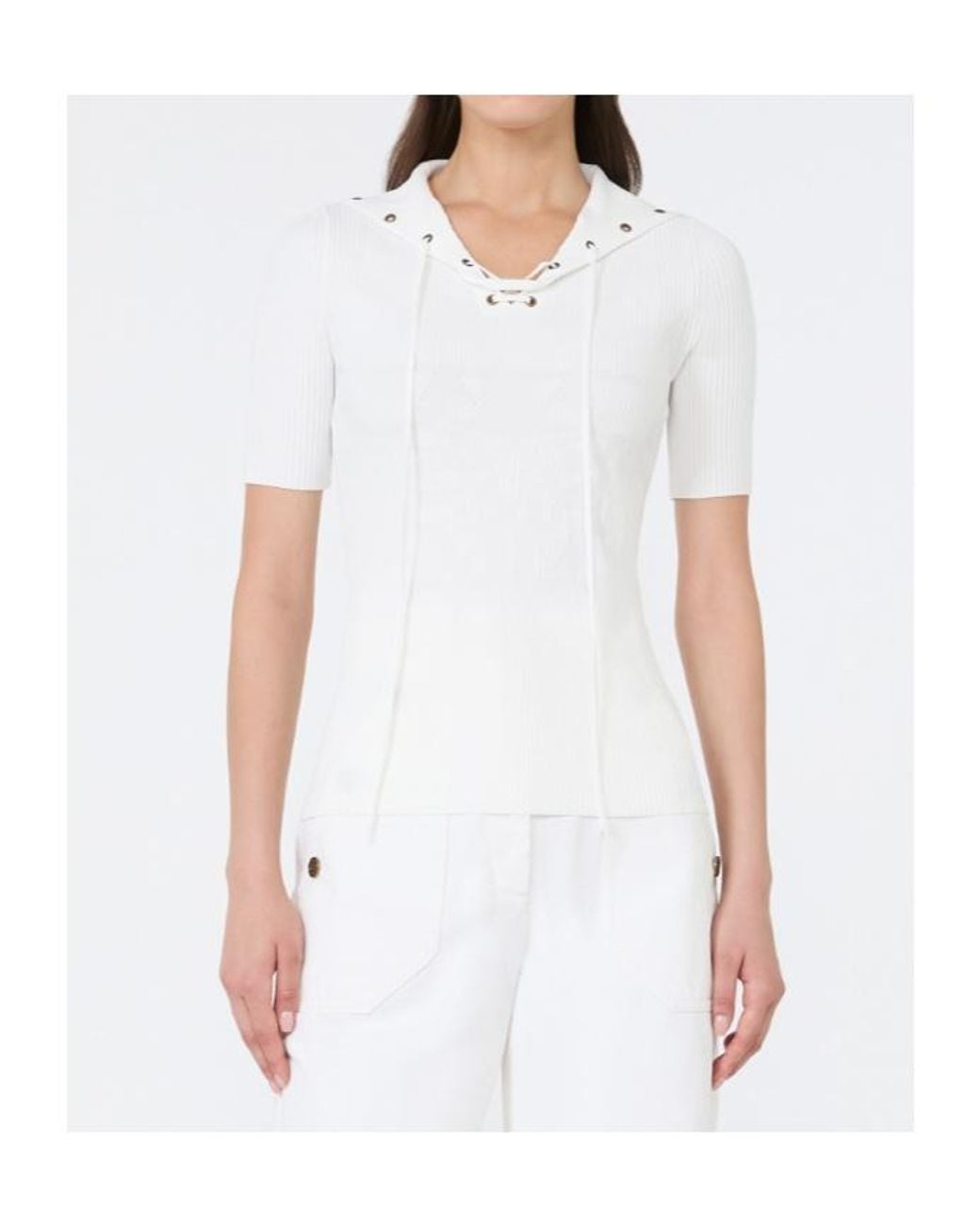 Max Mara White Short-Sleeved Knit Top