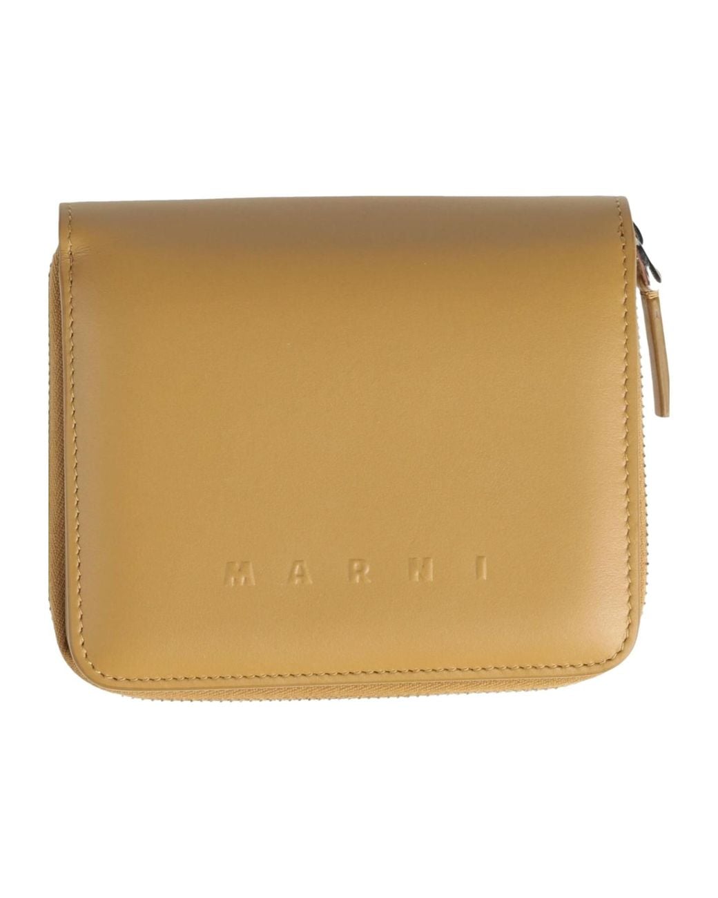 Marni Natural Minimalist Solid Color Leather Wallet