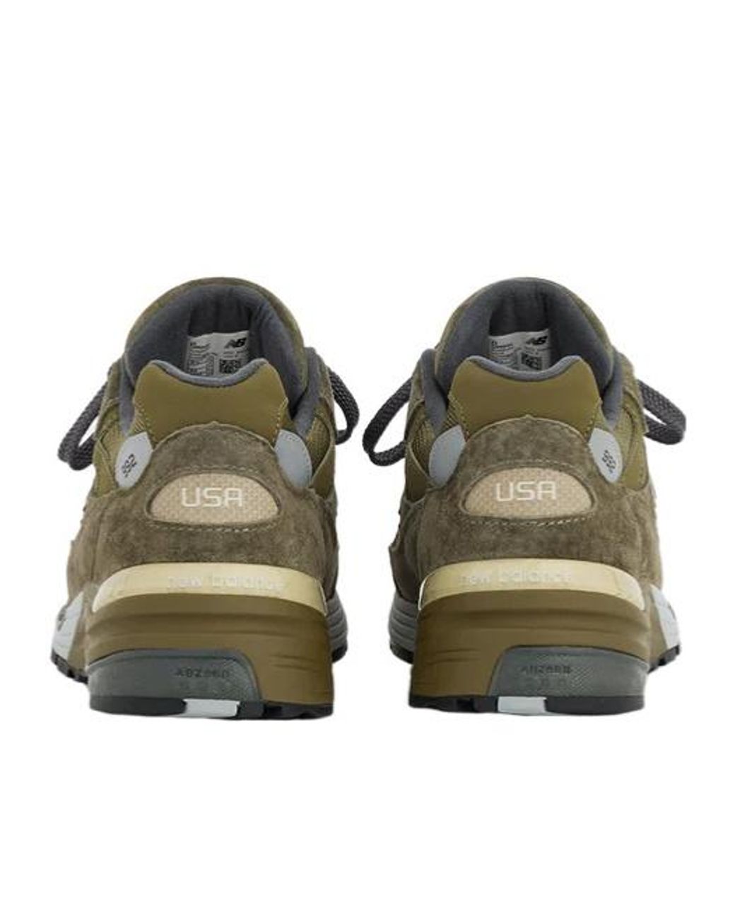 New Balance Green 992 Logo Patch Lace-Up Sneakers for men