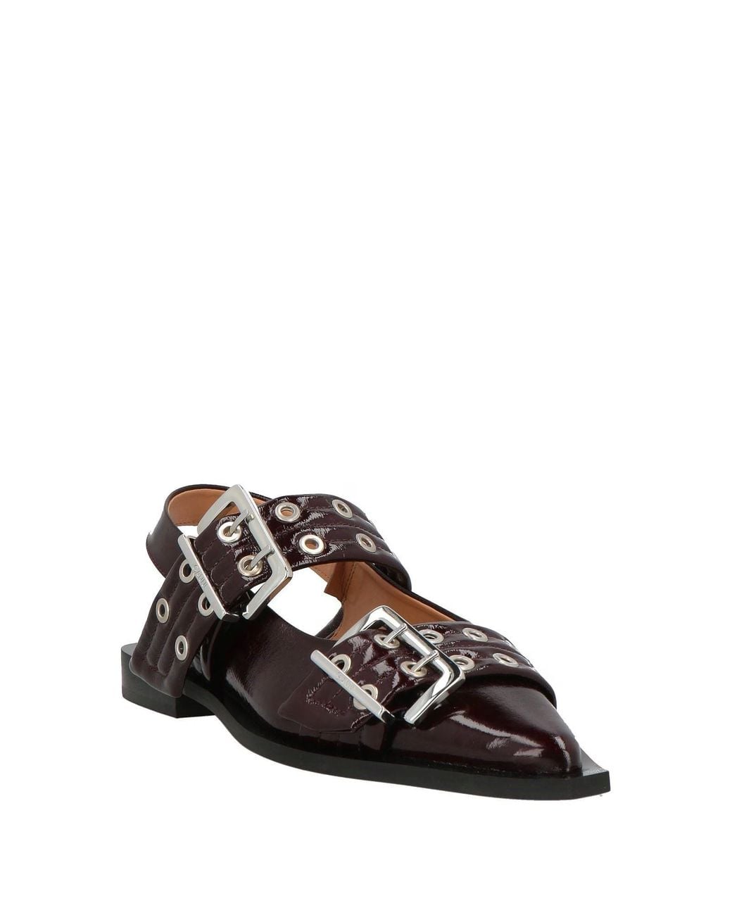 Ganni Brown Strap Pointed-Toe Flat Shoes
