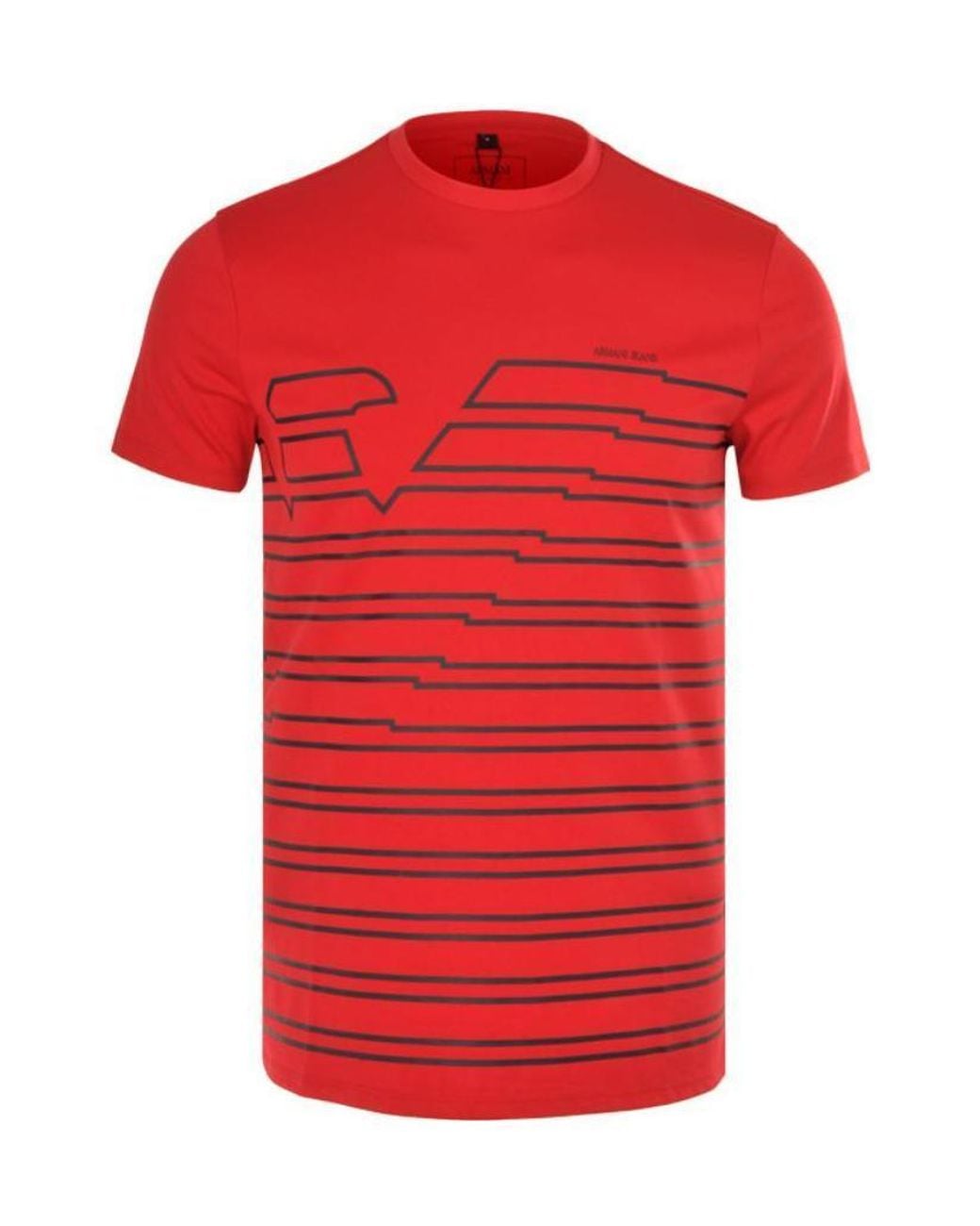 Armani Jeans Red Logo Pattern T-Shirt for men