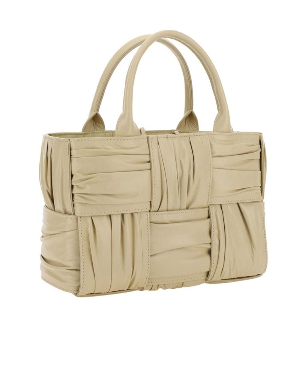 Bottega Veneta Metallic Woven Pleated Top Handle Tote Bag