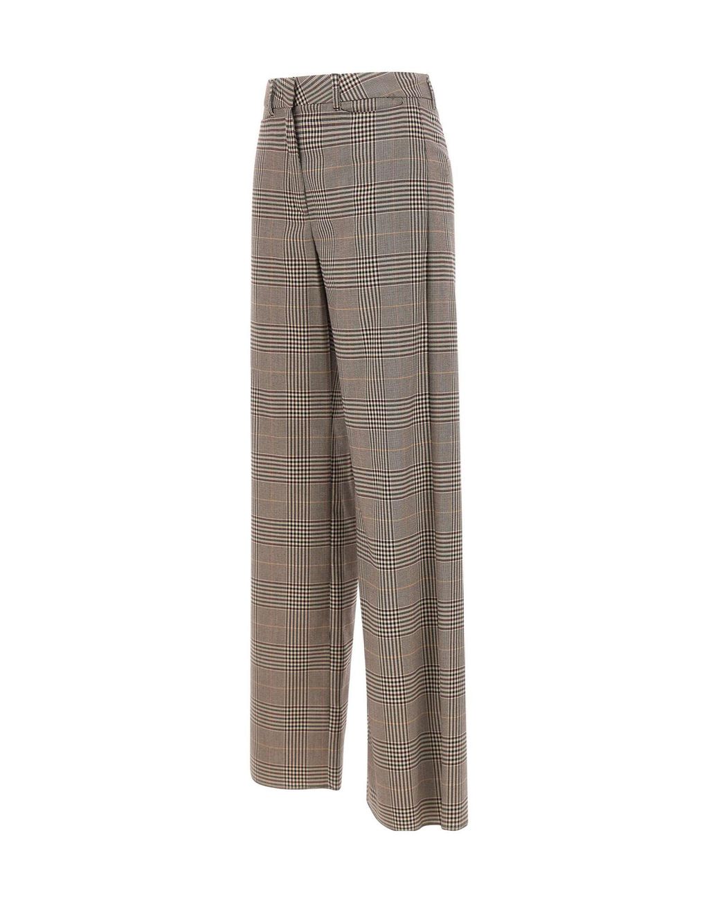 Marella Gray Canapa Checked Wide-Leg Pants