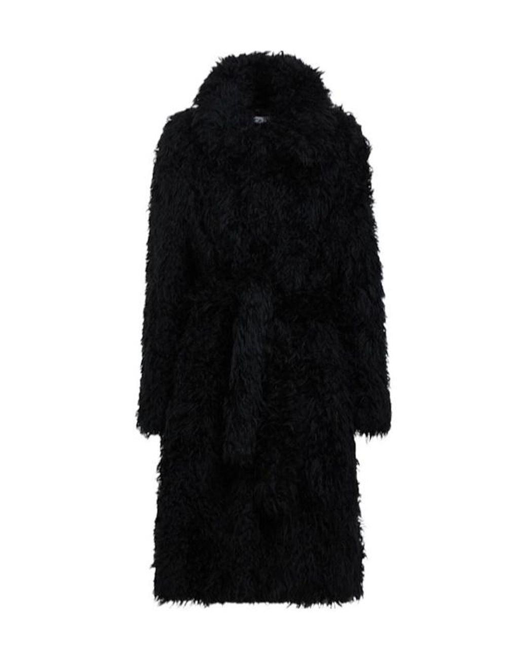 Acne Black Plush Long Coat