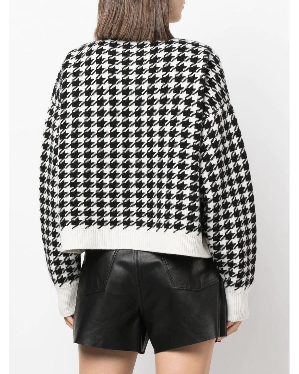 Miu Miu Black Houndstooth-Knit Cashmere Cardigan