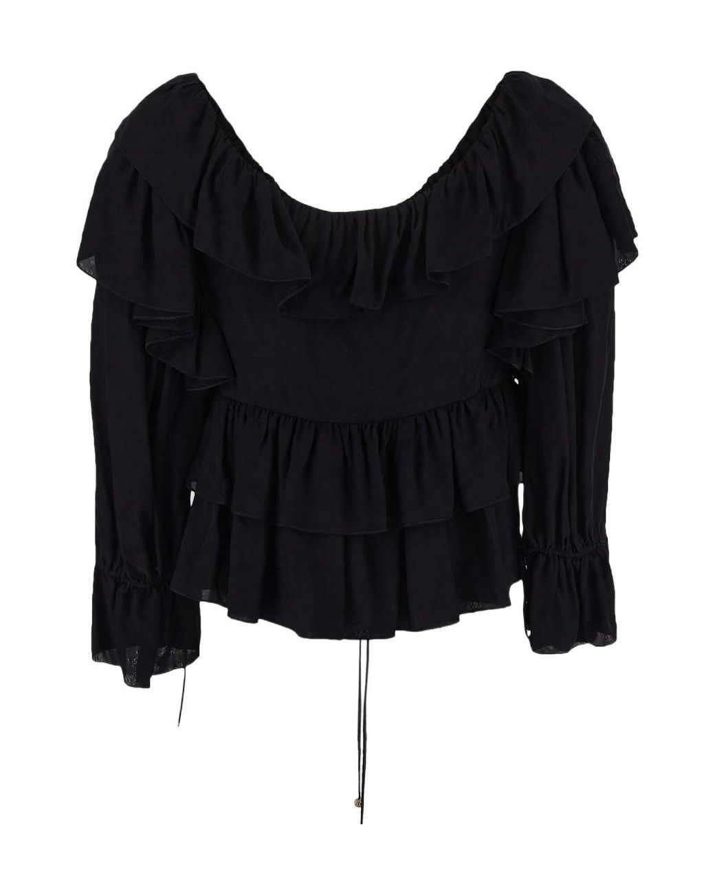 Chloé Black Chloé Ruffled Cropped Blouse