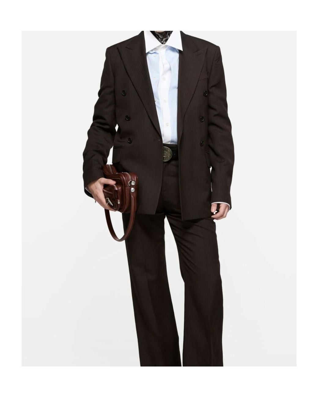 Acne Brown Double-Breasted Suit Jacket for men