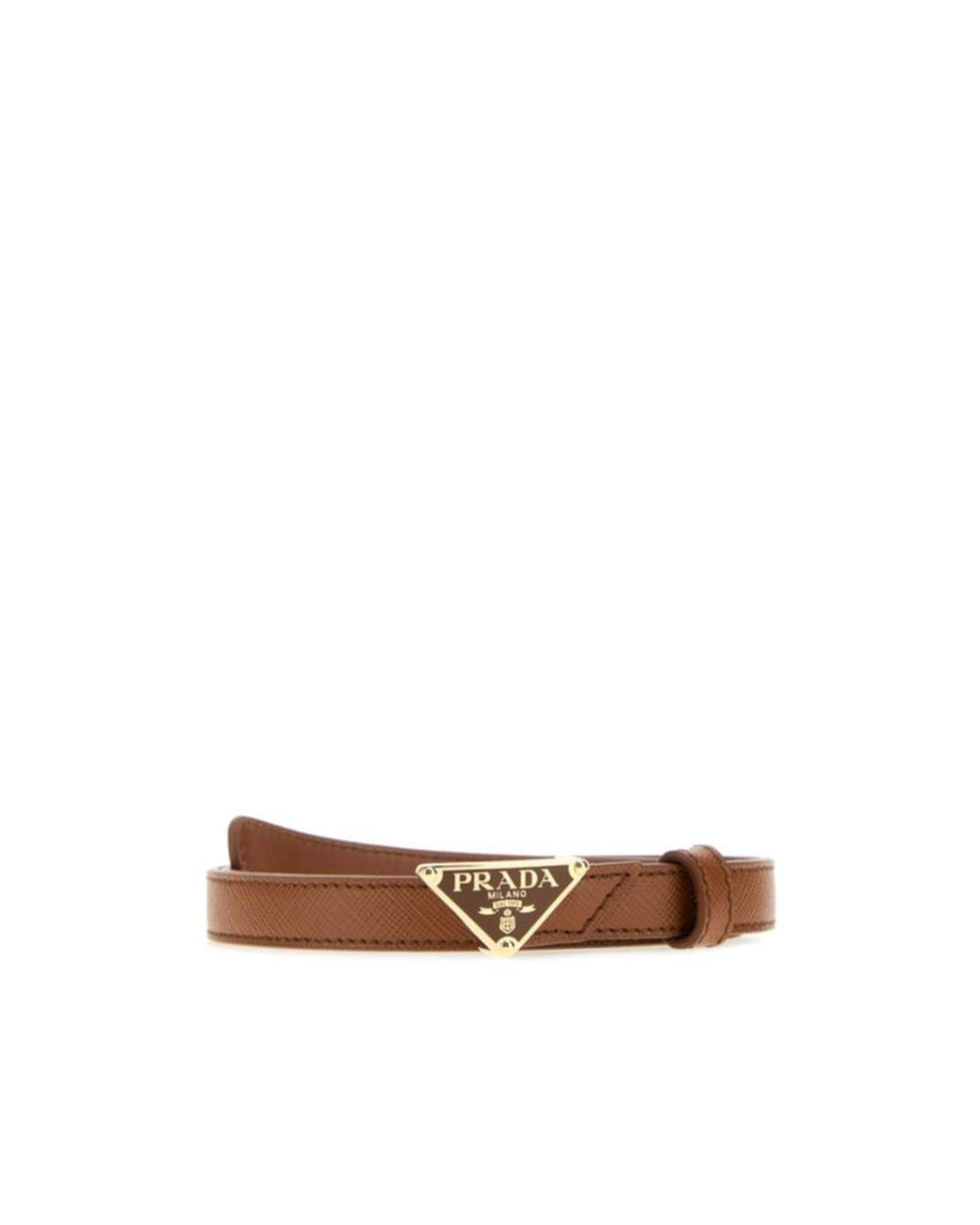 Prada Brown Logo Plaque Buckled Belt
