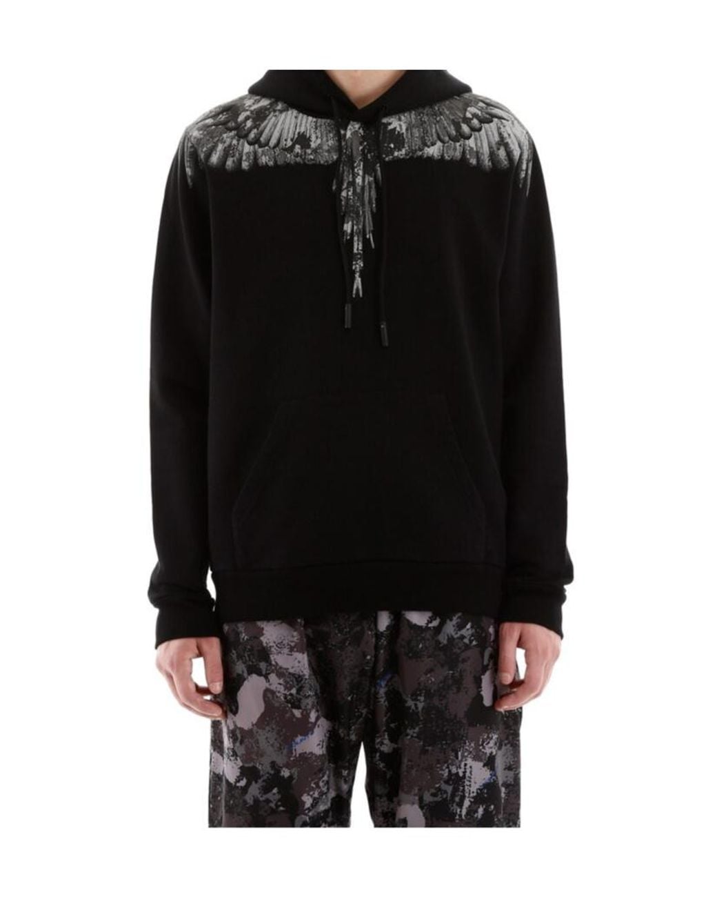 Marcelo Burlon Black Wing Print Hooded Sweatshirt for men
