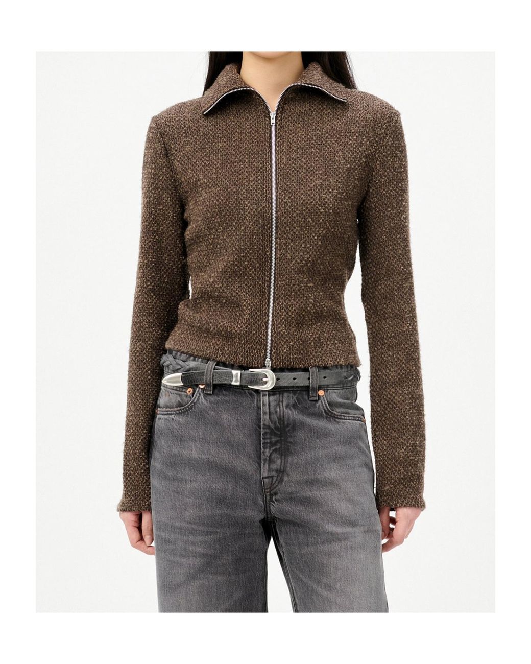 Our Legacy Brown Slim Zip Long-Sleeved Cardigan
