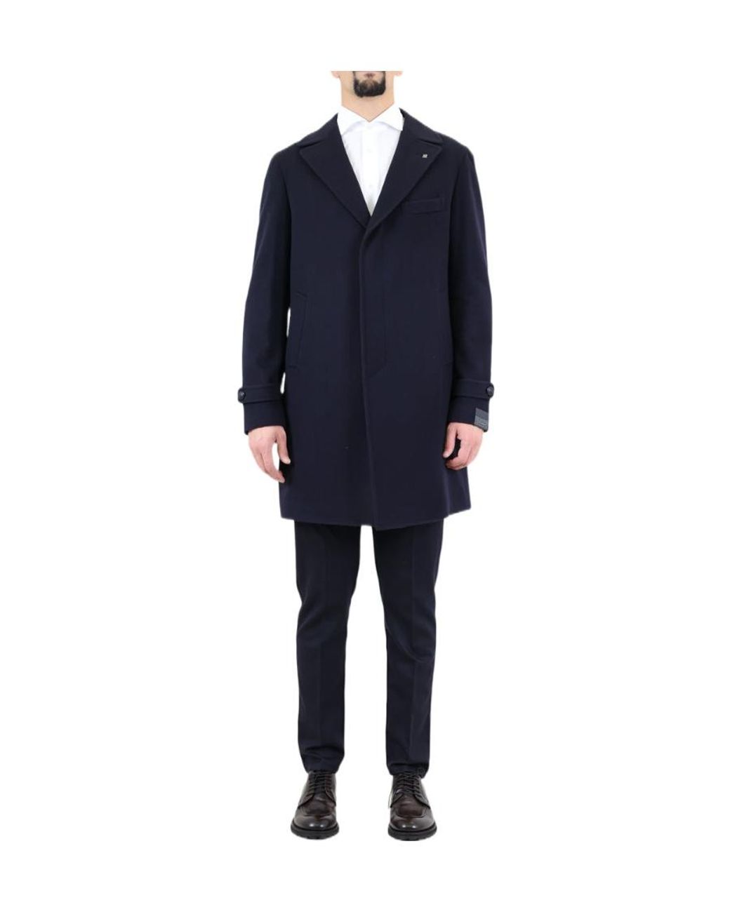 Tagliatore Blue Single-Breasted Tailored Coat for men