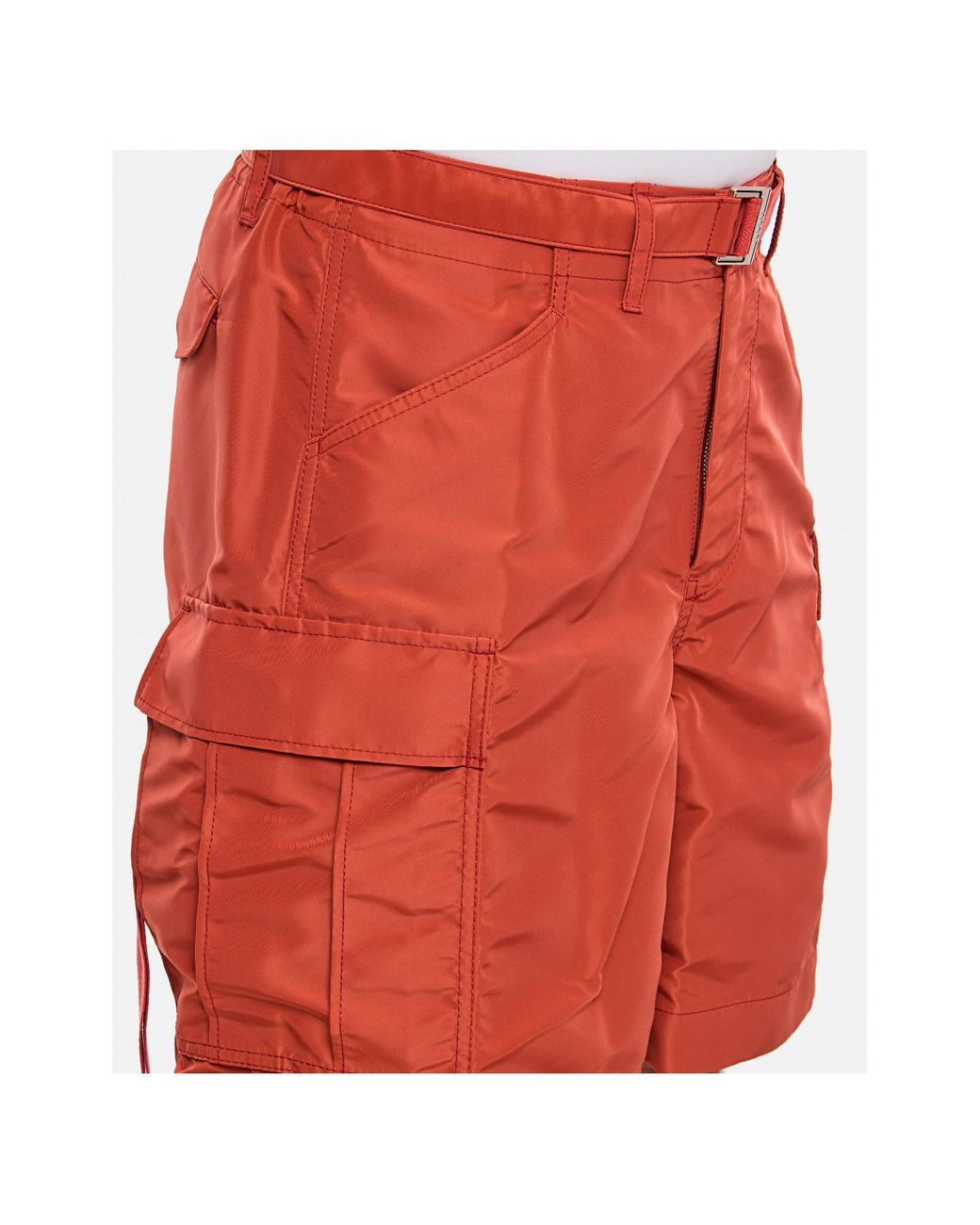 Sacai Red Belt Loop Shorts for men
