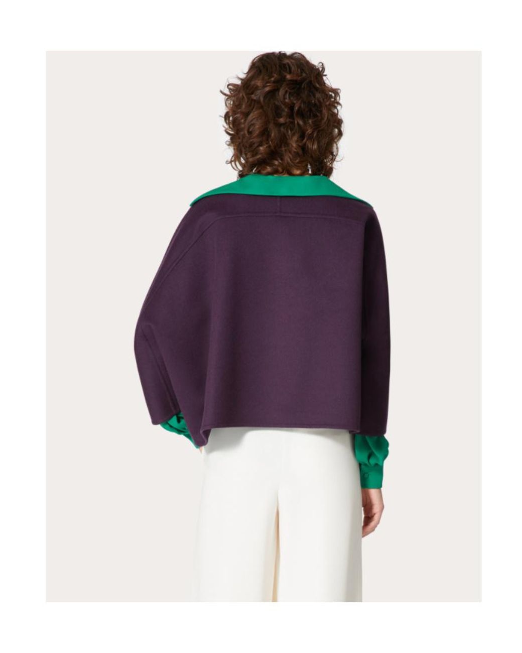 Valentino Purple V-Neck Cropped-Sleeve Knitted Top