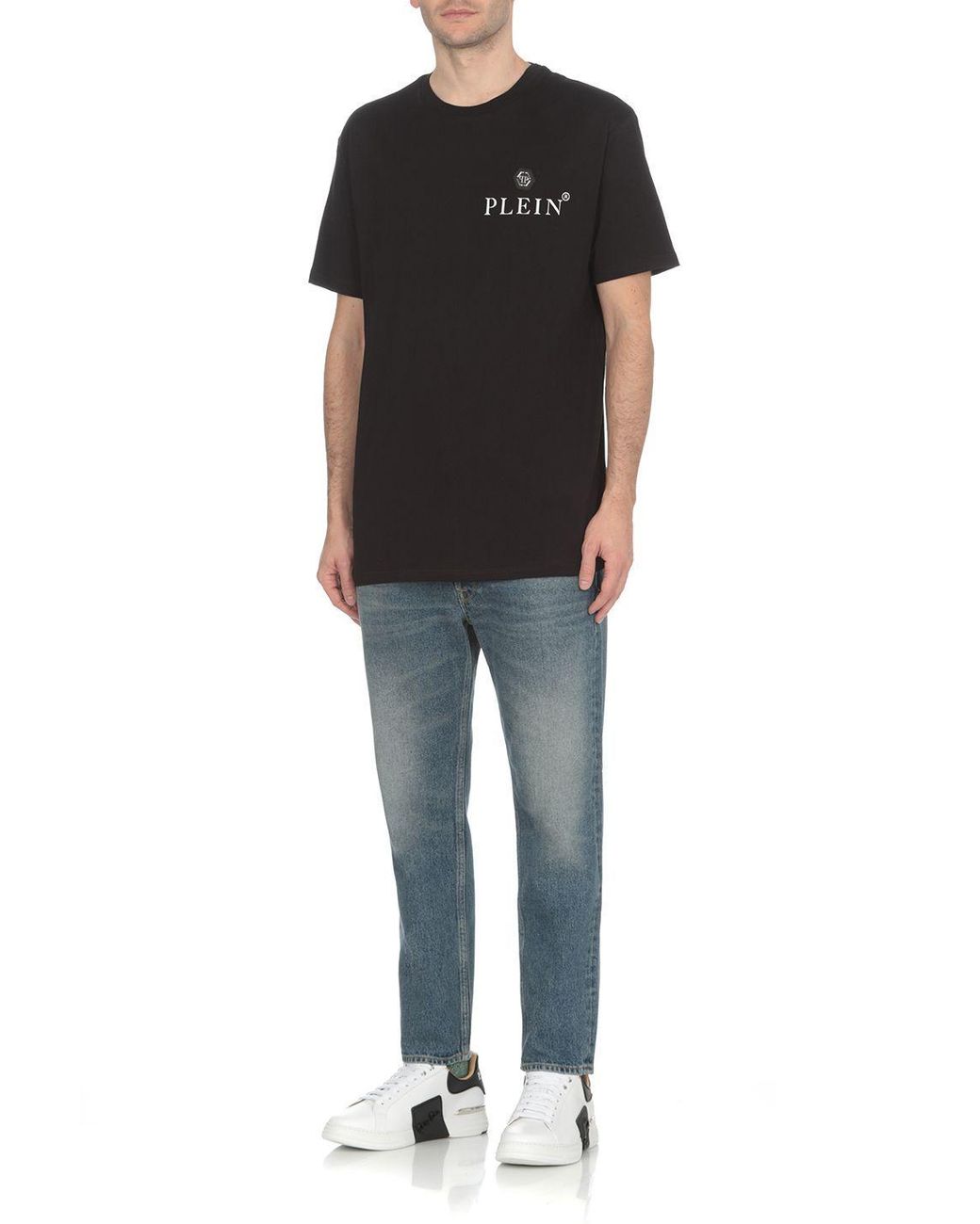 Philipp Plein Black Logo Printed Crewneck T-Shirt for men