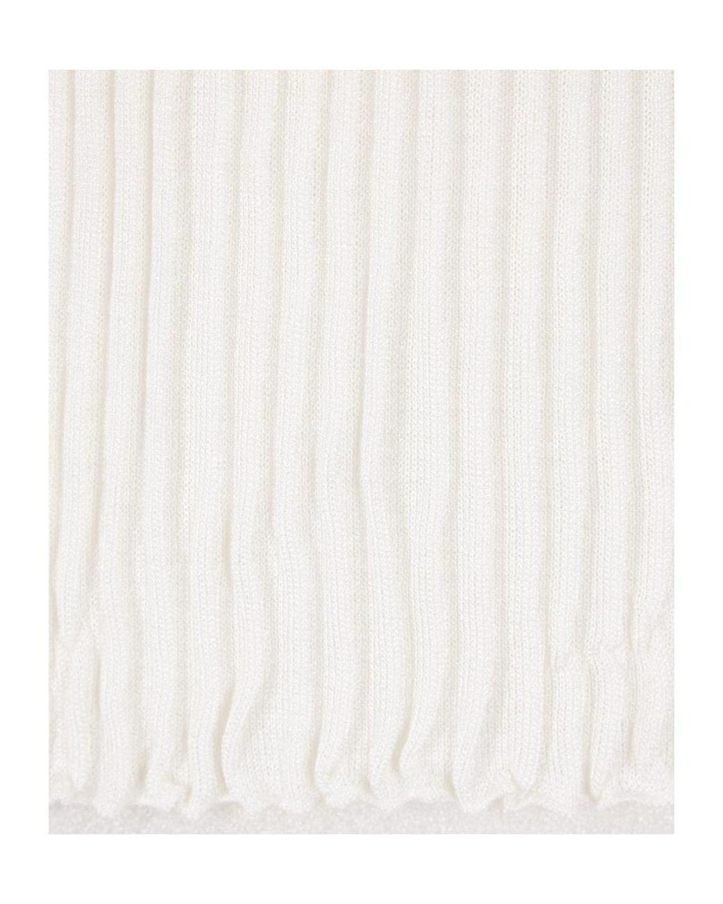 Jil Sander White Smocked Ribbed Top