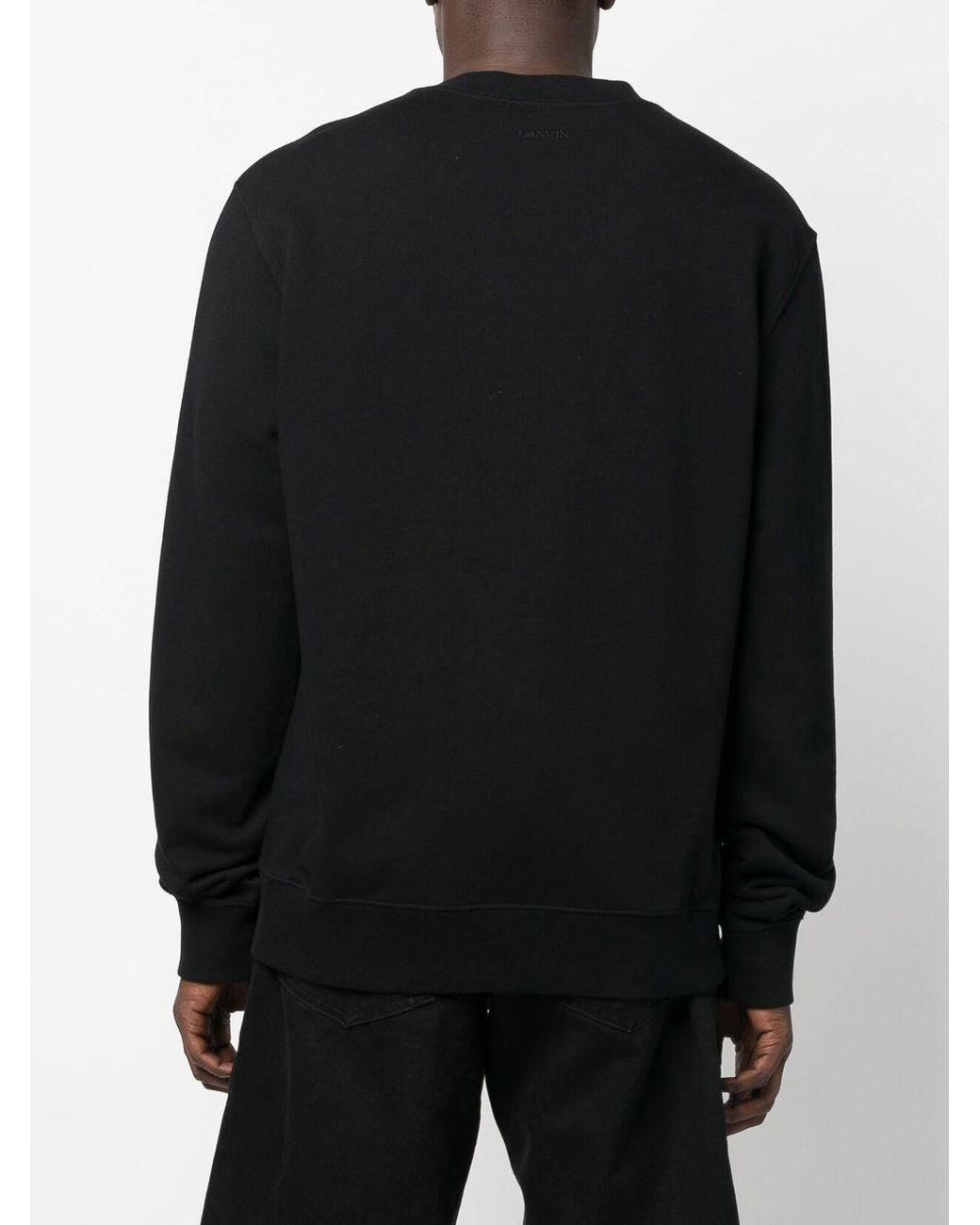 Lanvin Black Logo Embroidered Crewneck Sweatshirt for men