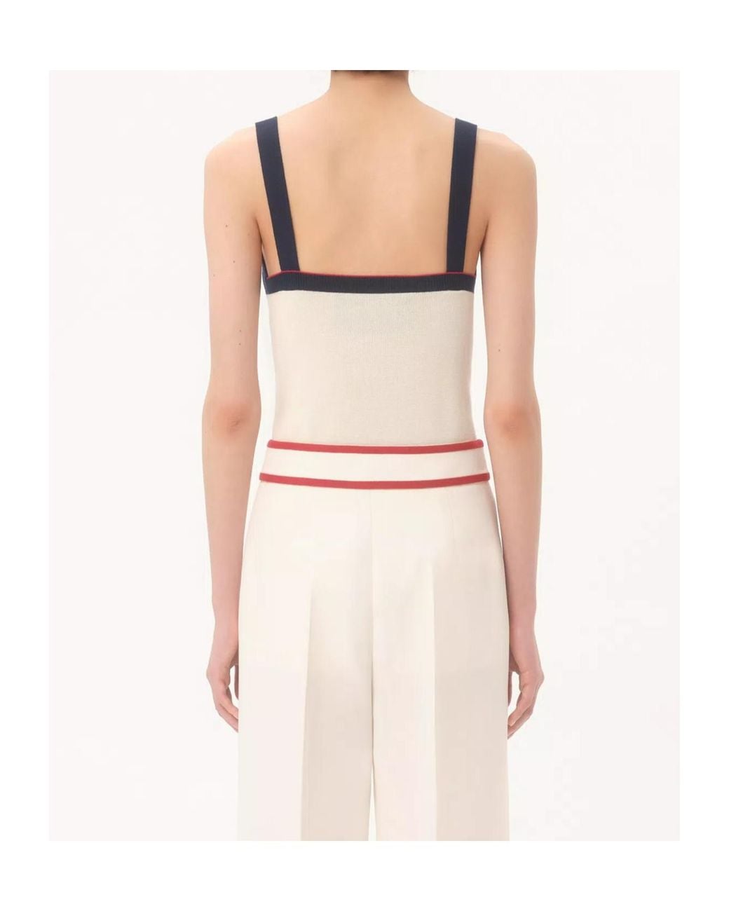 Valentino Blue Chez Stripe Detailed Sleeveless Tank Top