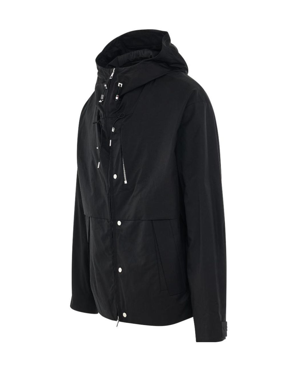 Wooyoungmi Black Logo-Plaque Hooded Jacket