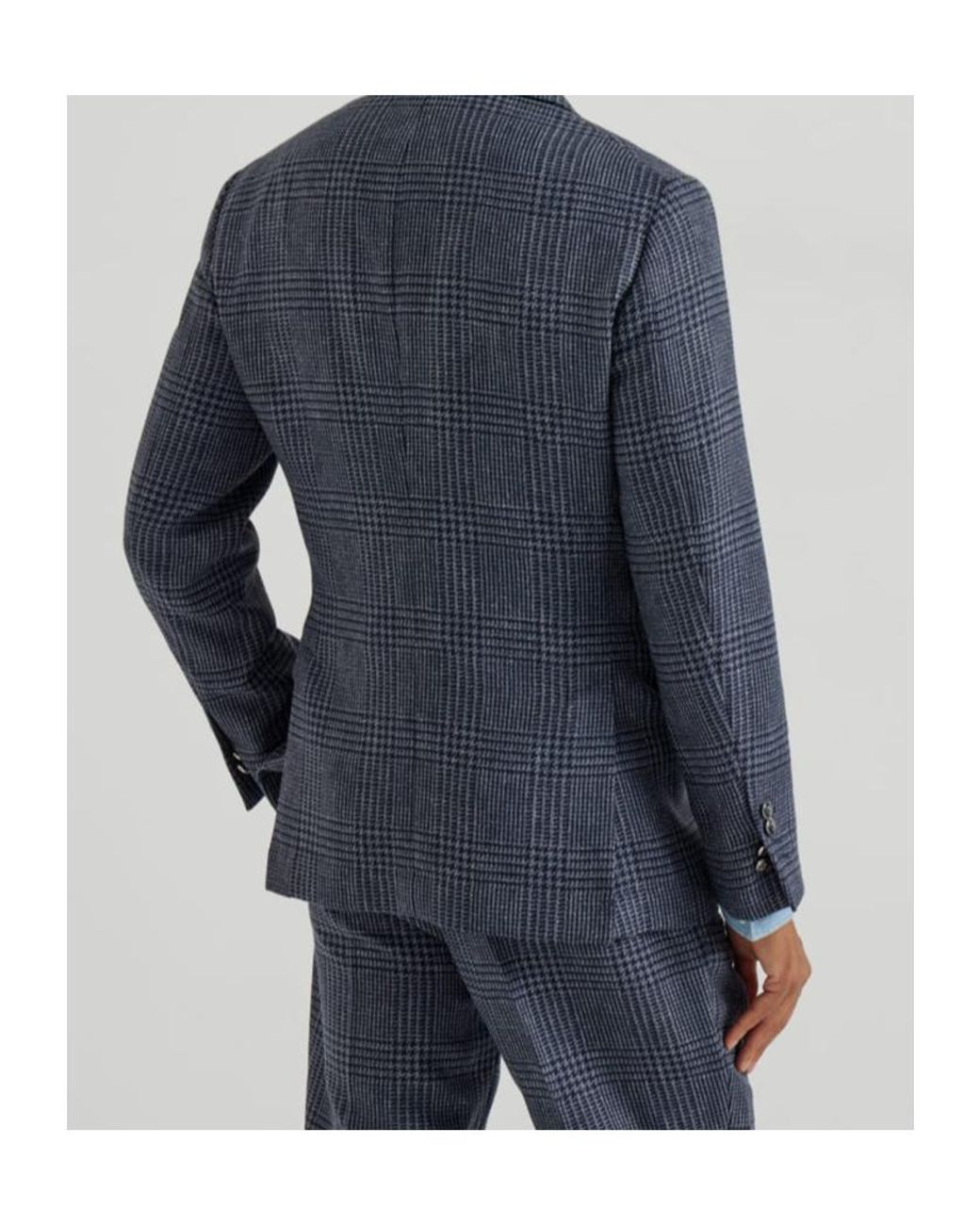 Brunello Cucinelli Blue Prince Of Wales Check Blazer for men