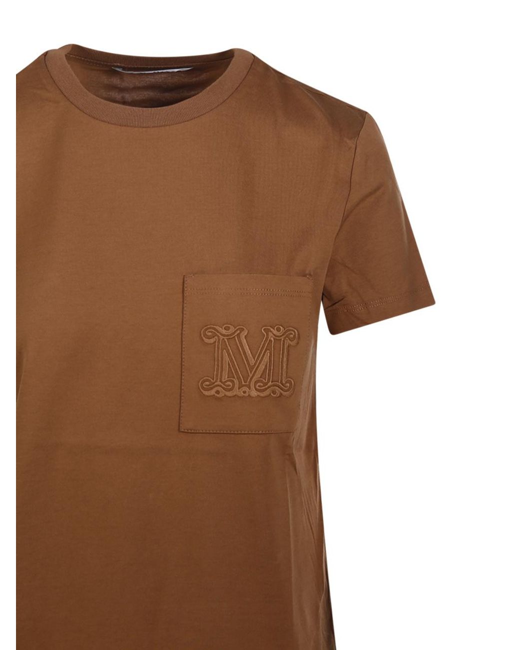 Max Mara Brown Papaia Logo Embroidered Crewneck T-Shirt