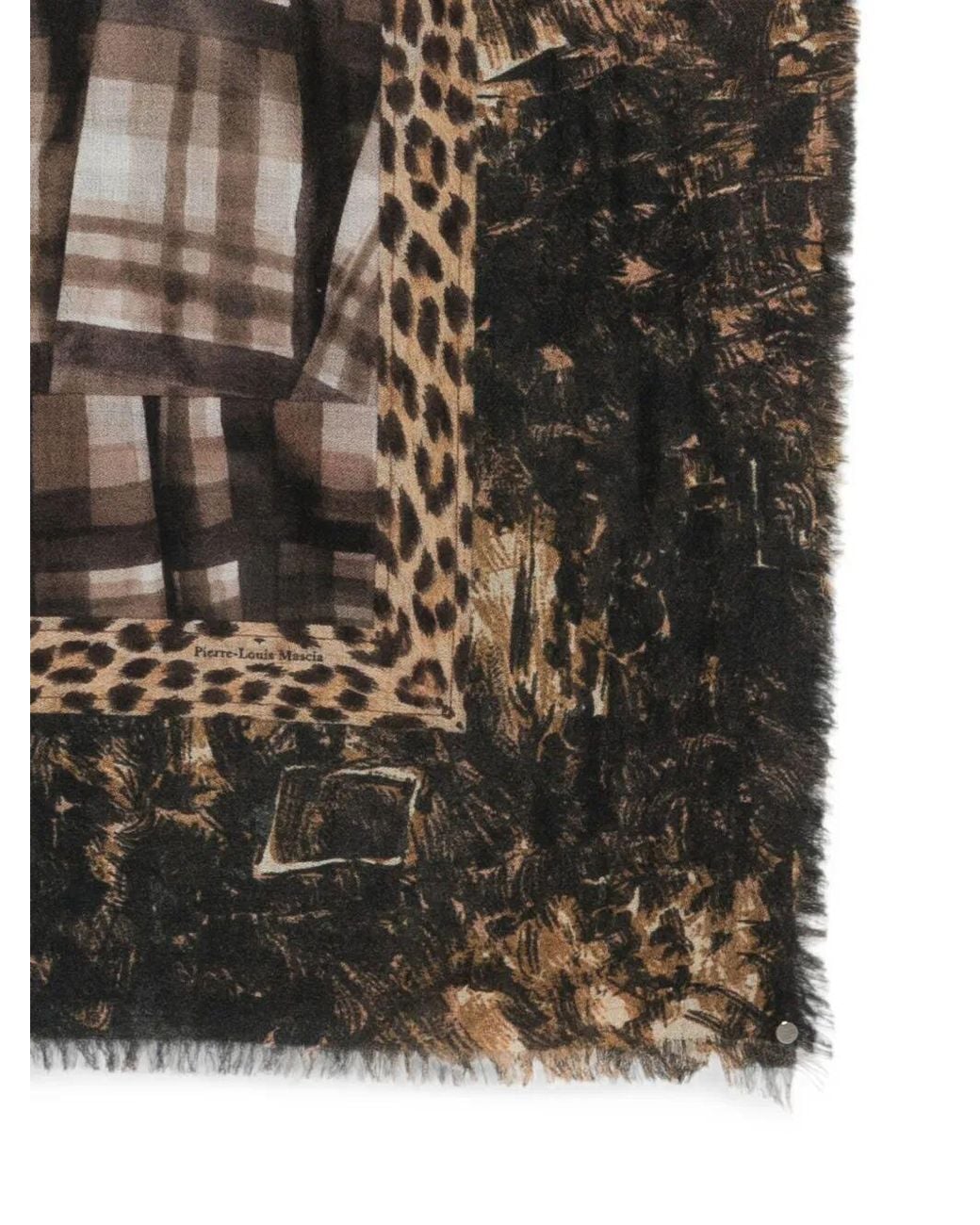 Pierre Louis Mascia Multicolor Check-Print Leopard-Pattern Scarf