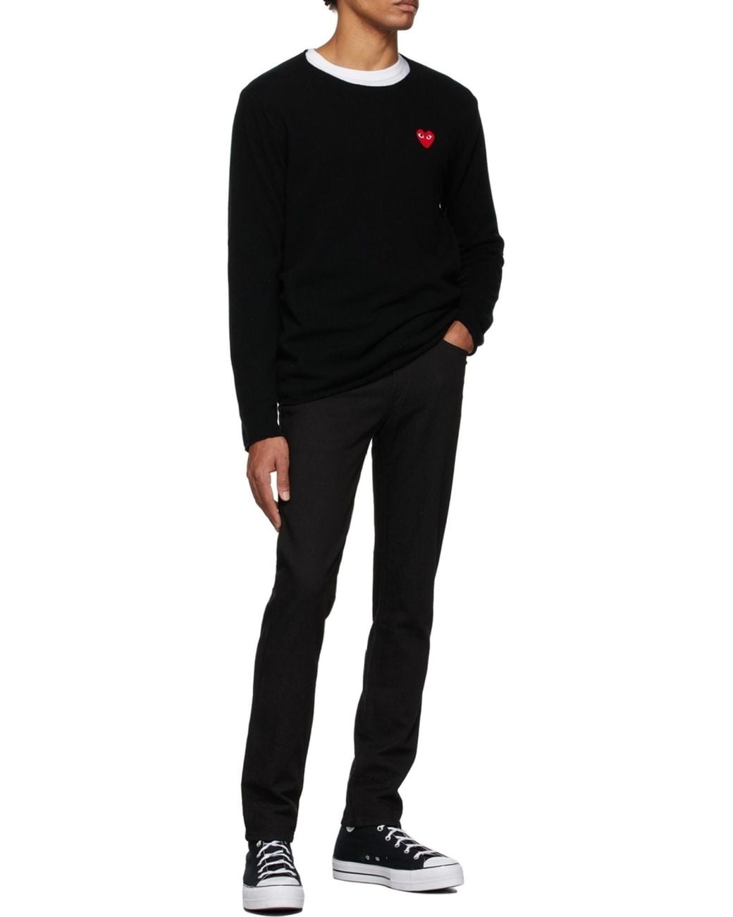 COMME DES GARÇONS PLAY Black Comme Des Garçons Play Logo Patch Crewneck Jumper for men