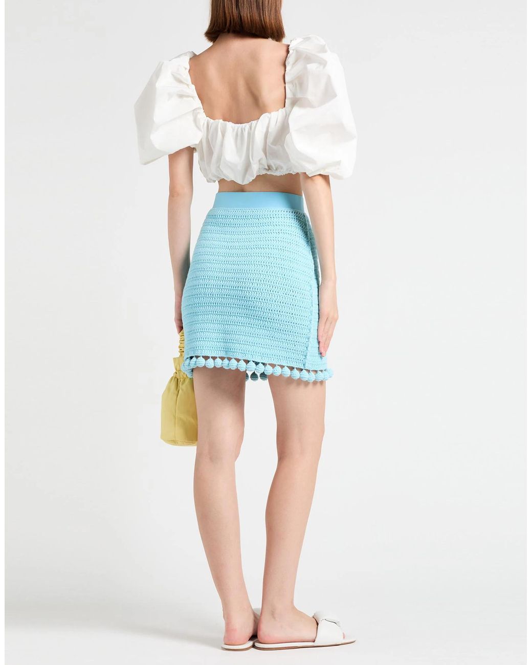 Burberry Blue Solid Color Knit Midi Skirt