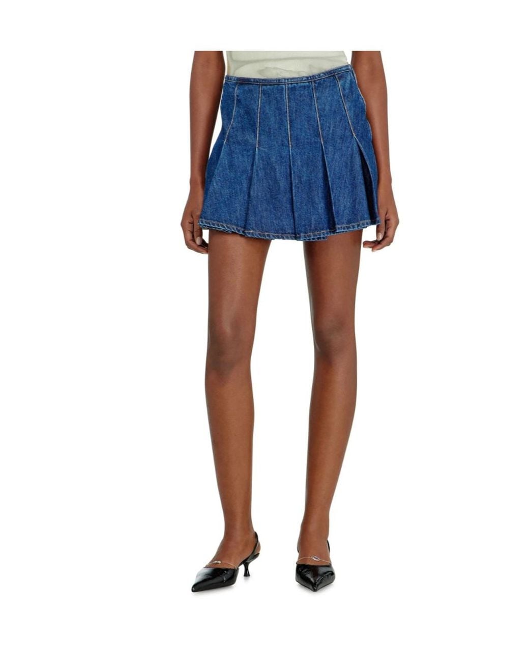 DIESEL Blue Denim Skort With Pleated Front