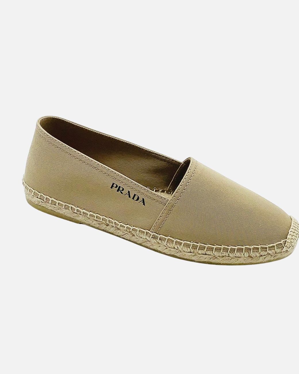 Prada White Logo Straw Shoes for men