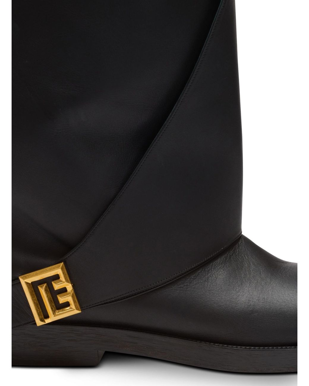Balmain Black Twist Flat Leather Boots