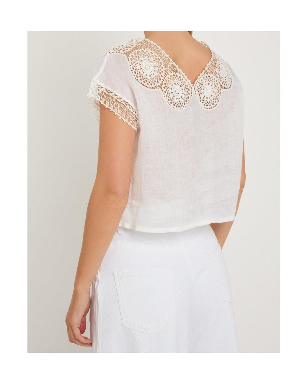 Nili Lotan White Cut-Out Embroidered Top