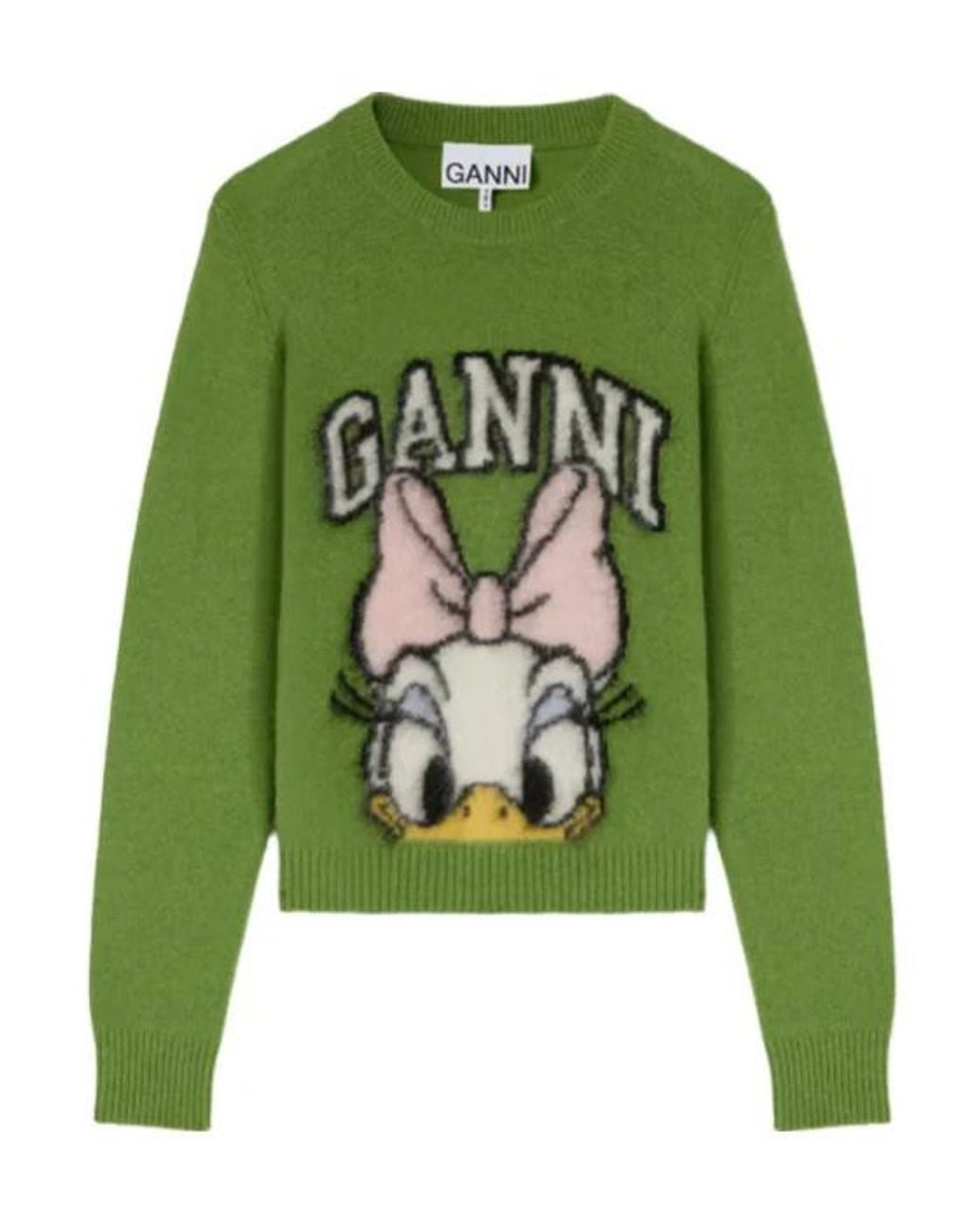 Ganni Green Daisy Duck Brushed Wool Jumper