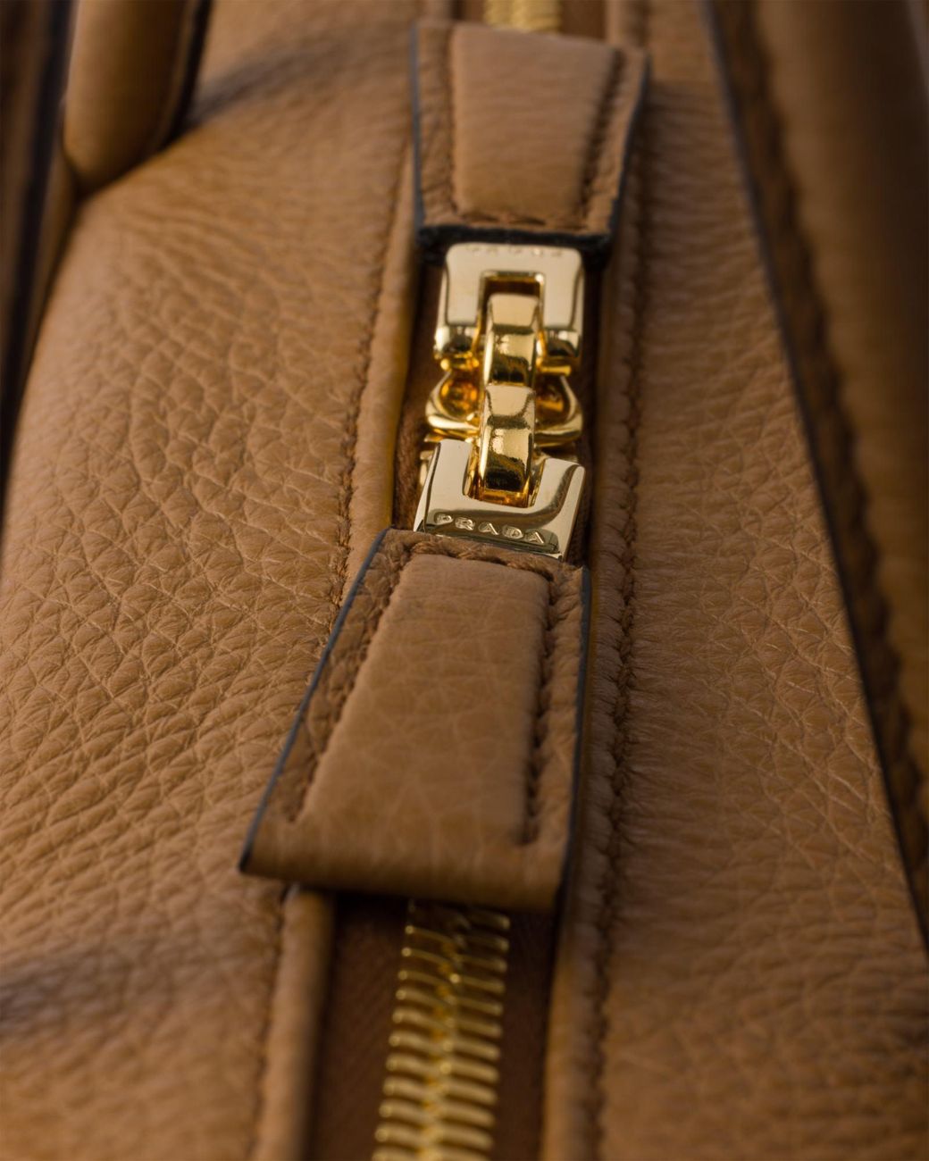 Prada Brown Triangle-Logo Zipped Shoulder Bag