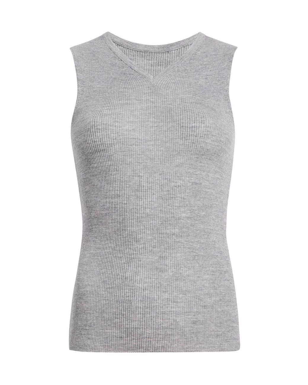 Khaite Gray Renato Ribbed Top